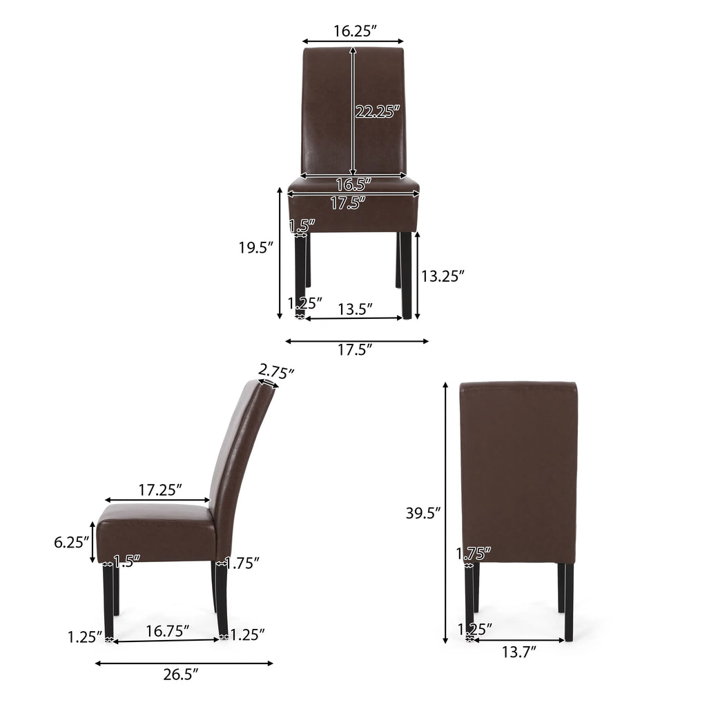 Faux Leather Dining Chairs Set of 4 Dark Brown I497356