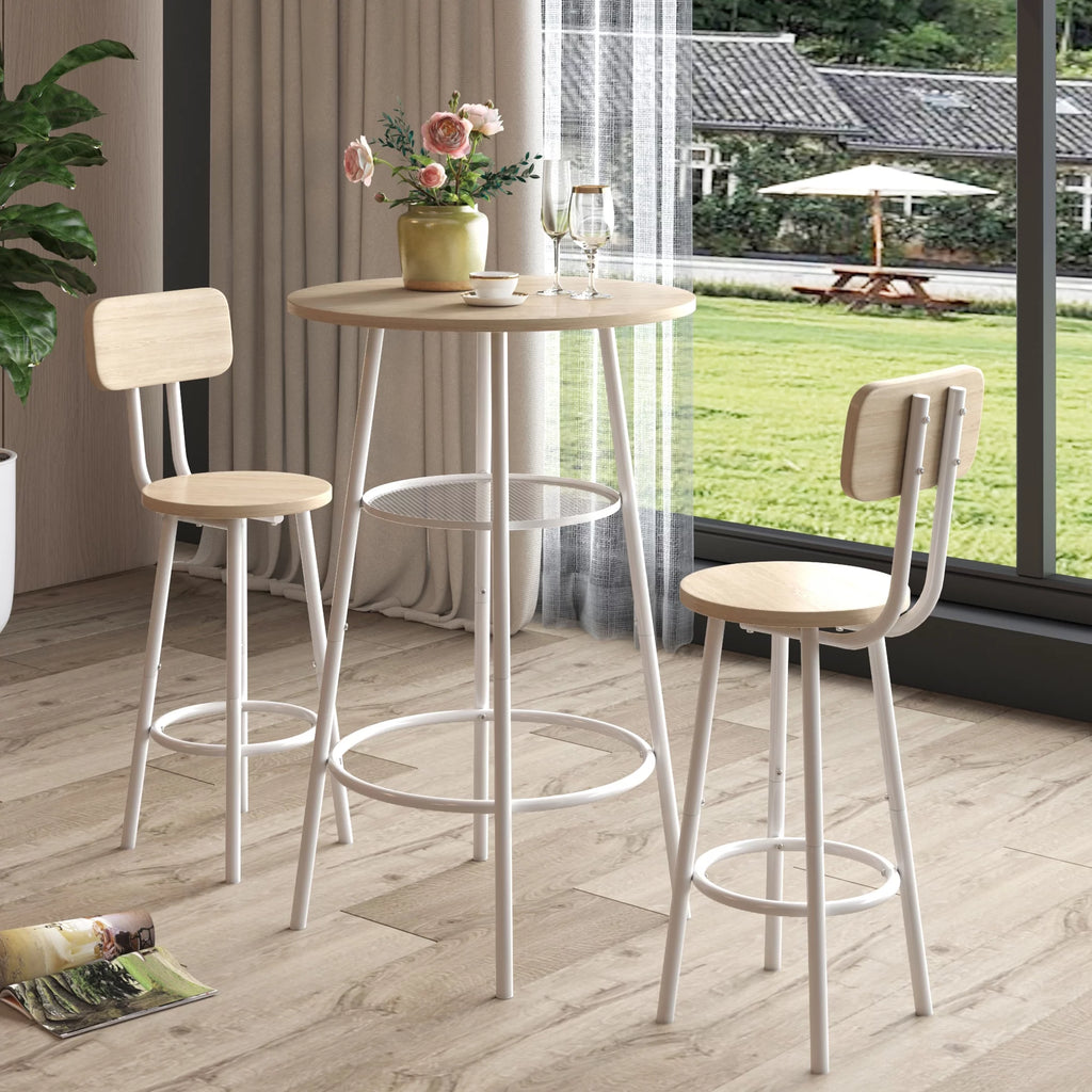 3-Piece Round Bar Table and Stools Set V3407