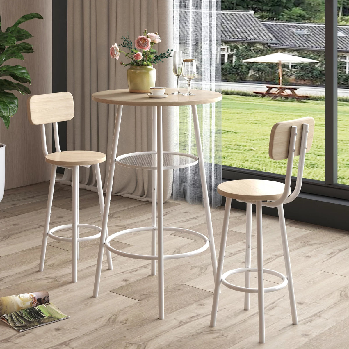 3-Piece Round Bar Table and Stools Set V3407