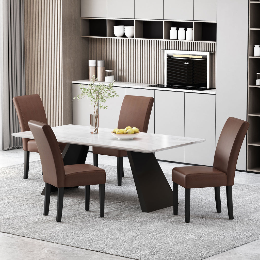 Faux Leather Dining Chairs Set of 4 Dark Brown I497356