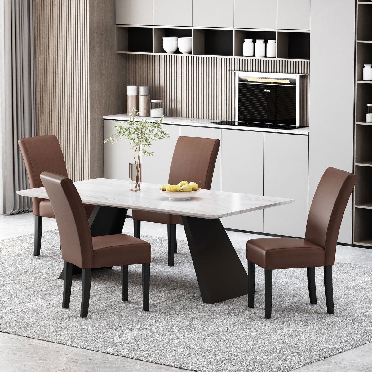 Faux Leather Dining Chairs Set of 4 Dark Brown I497356