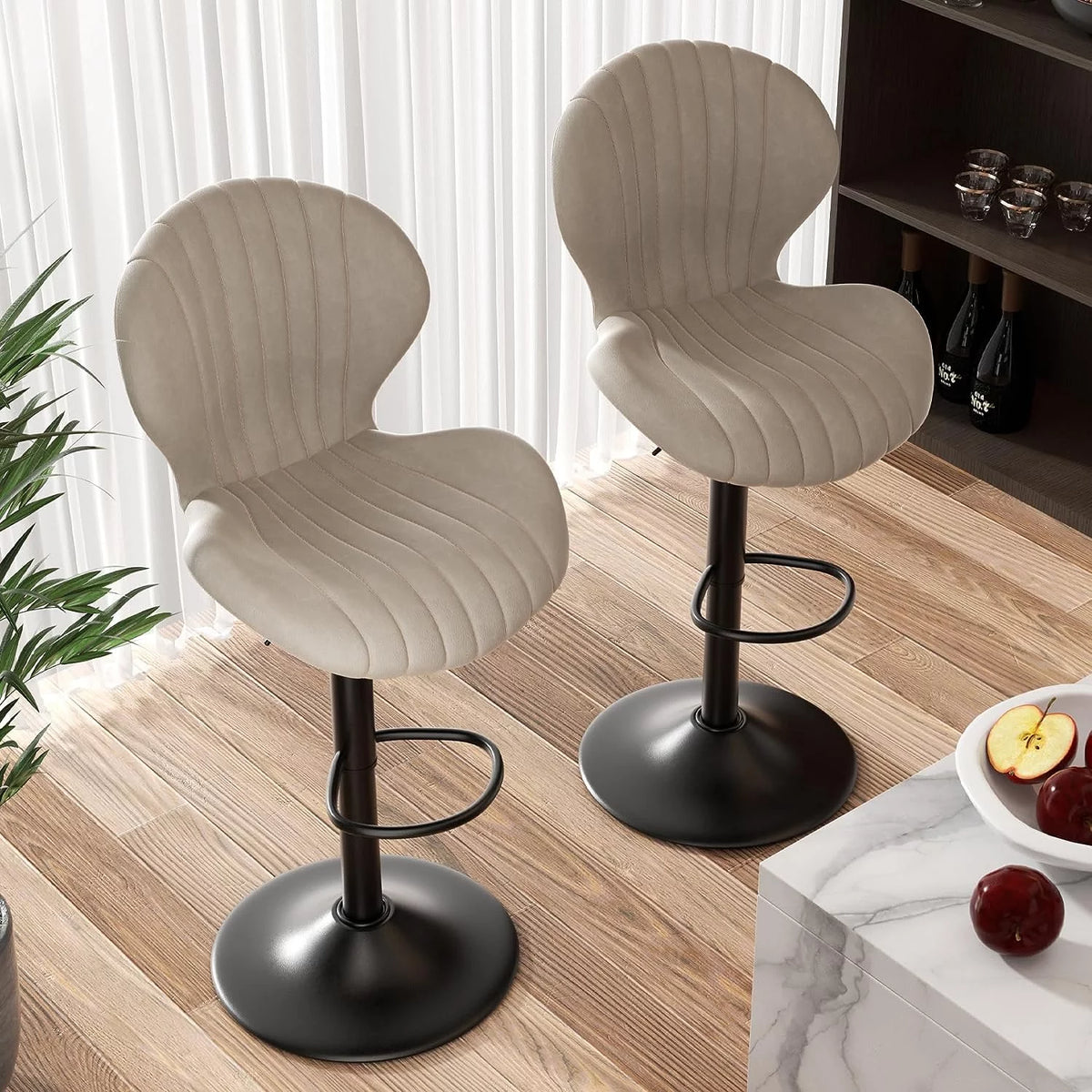 Swivel Bar Stools with High Backrest Set of 2 S533