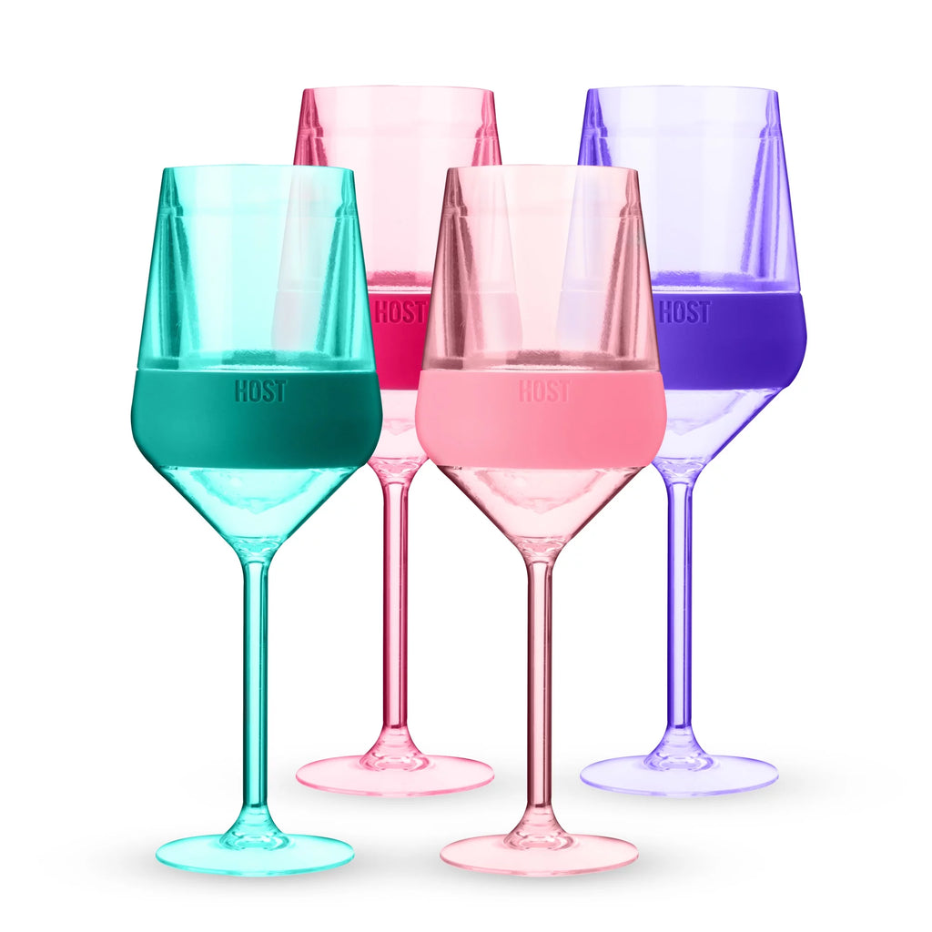 Double-Walled Stemmed Wine Glasses with Cooling Gel, 6.5 Oz, Set of 4 A137