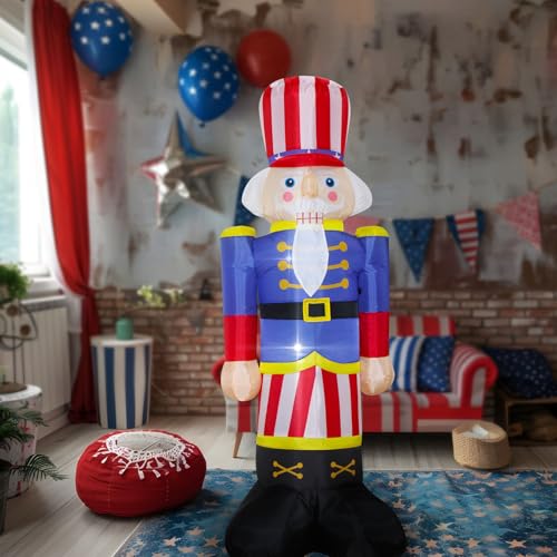 8Ft Patriotic Nutcracker Inflatable Decoration E25804