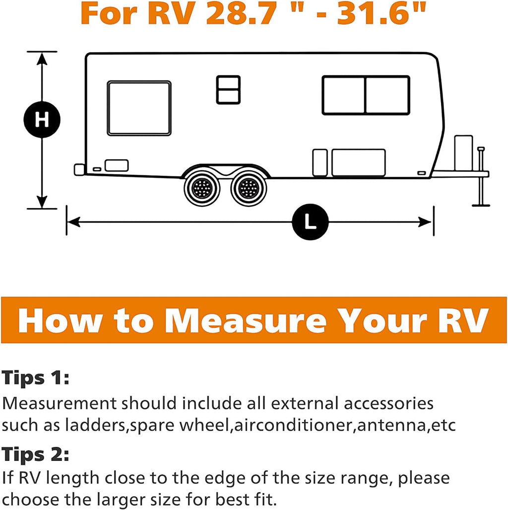 34'1 - 37' Breathable Waterproof RV Cover with Tire Covers G317