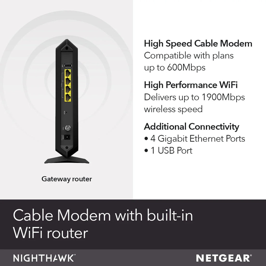 AC1900 DOCSIS 3.0 Cable Modem + WiFi Router V937066
