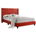 Red Faux Leather Upholstered Full Bed F3221