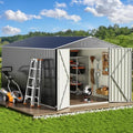 8x8 FT Metal Outdoor Storage Shed with Lockable Doors U5832