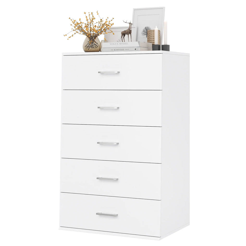 White 5 Drawer Wood Dresser S6779
