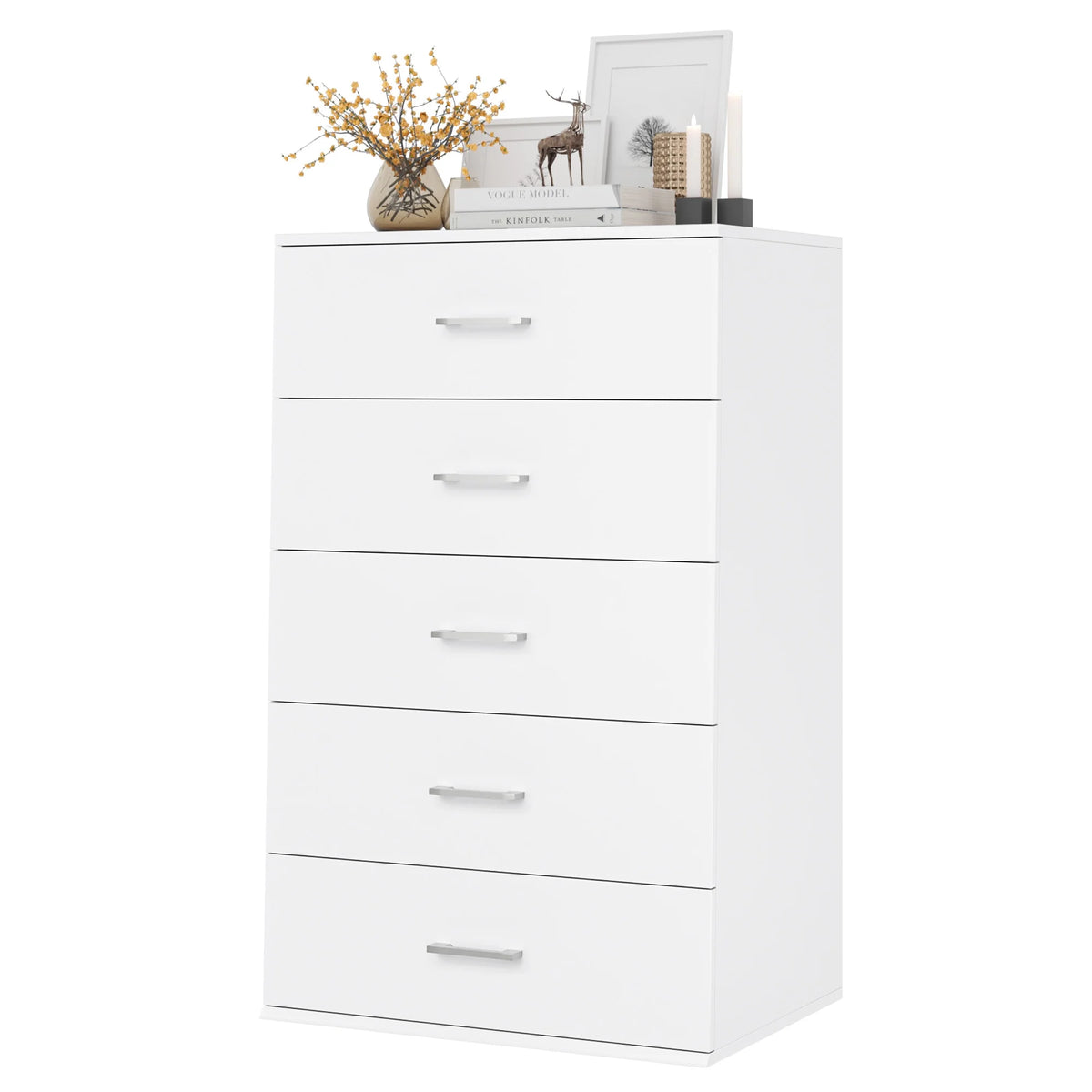 White 5 Drawer Wood Dresser S6779