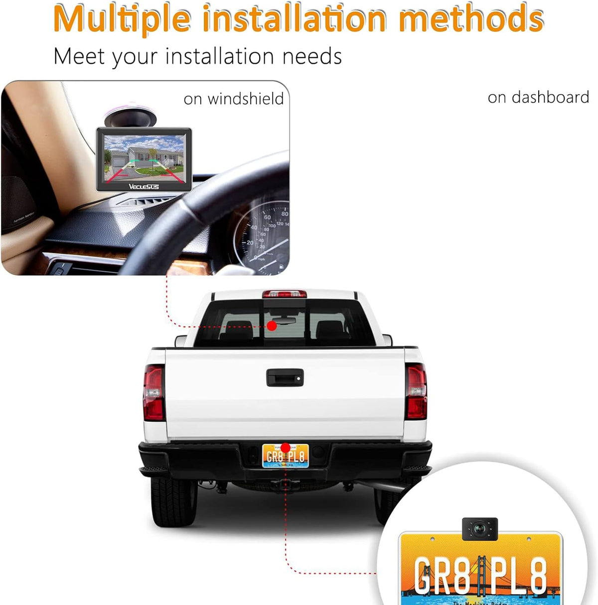 1080P HD Wireless Backup Camera System with 4.3” LCD Monitor X3064