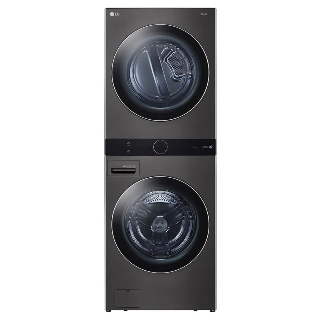 Black Steel Front Load Washtower with Centre Control 5.2 Cu. Ft. Steam Washer and 7.4 G920