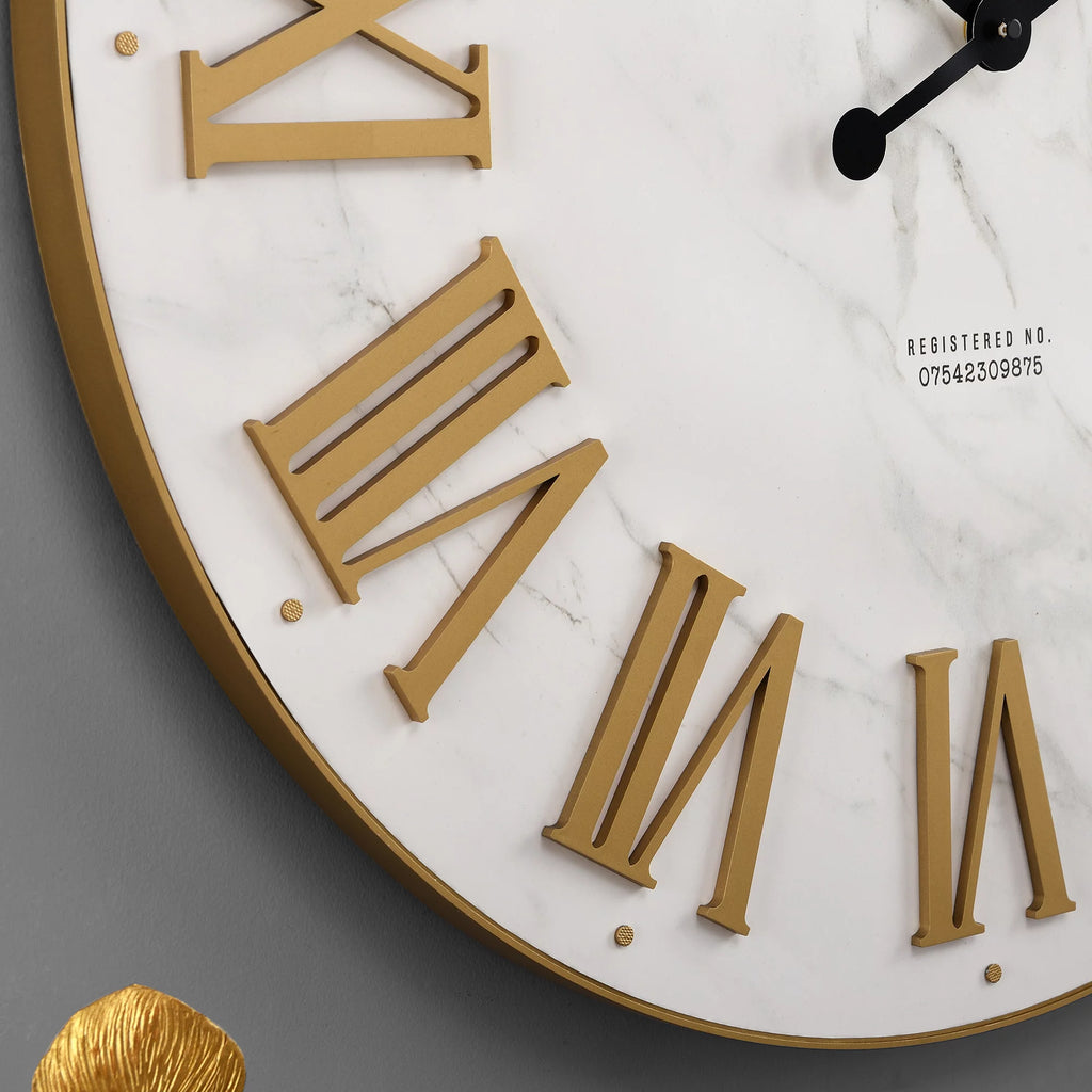 Gold and White Analog Wall Clock W1808