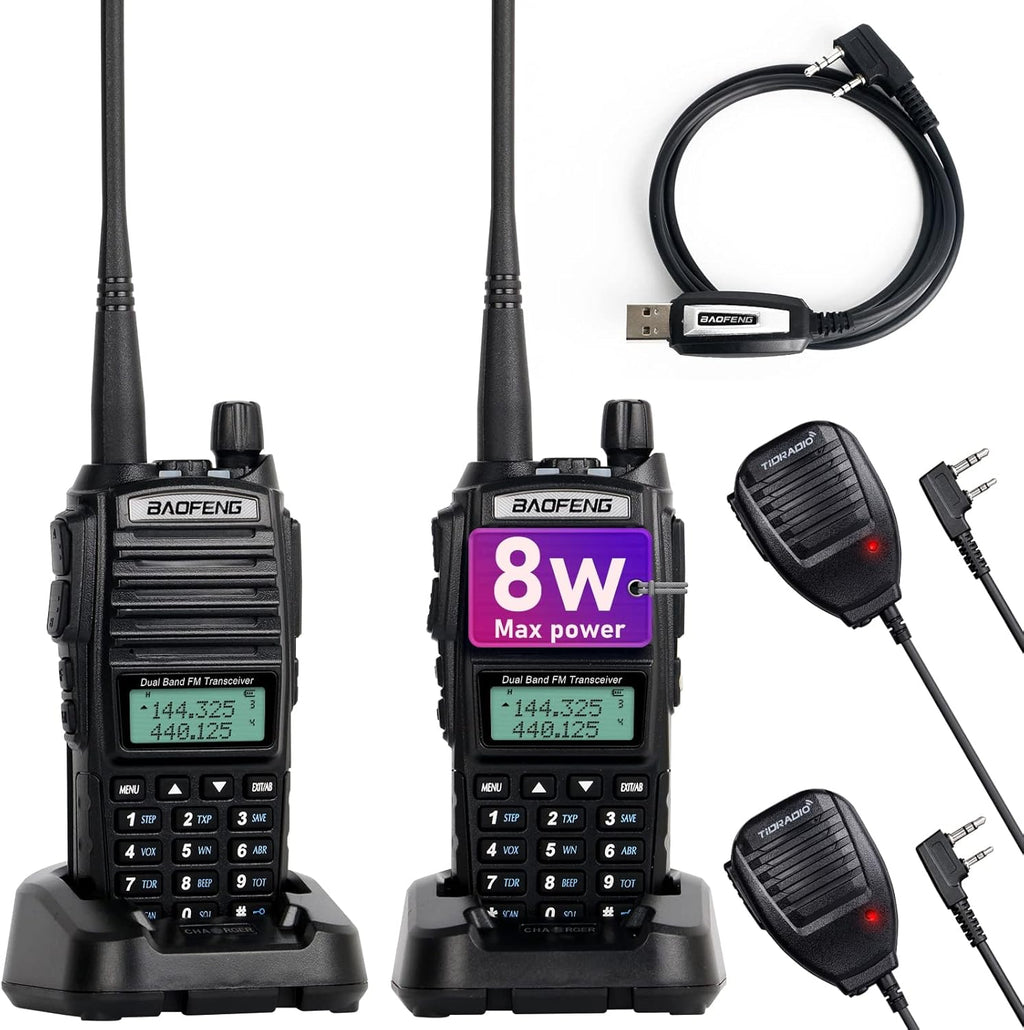 High Power 2 Way Radio with Programming Cable and Speaker Mic Pack of 2 K273