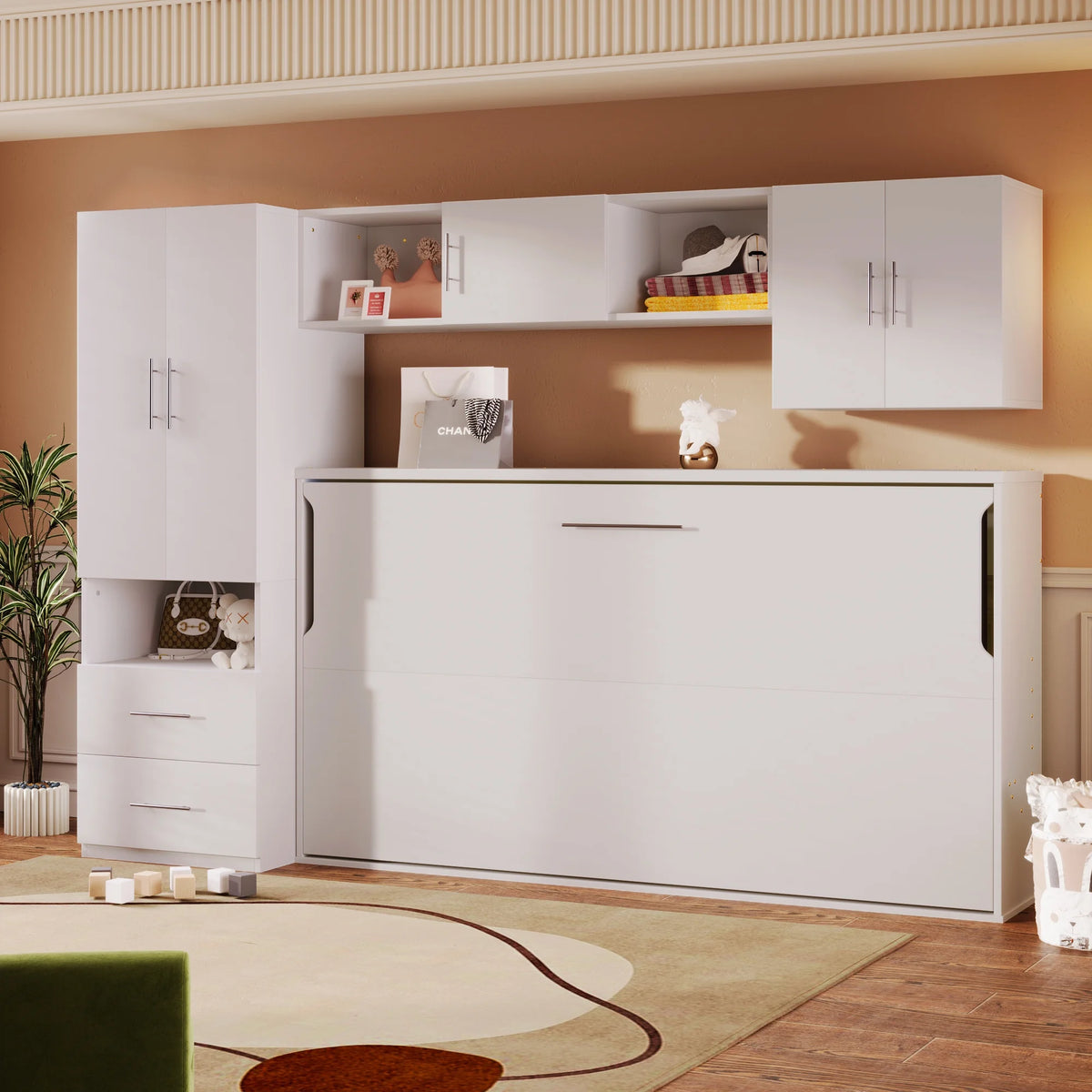 Twin Size Murphy Bed with Shelf and Drawer N693509