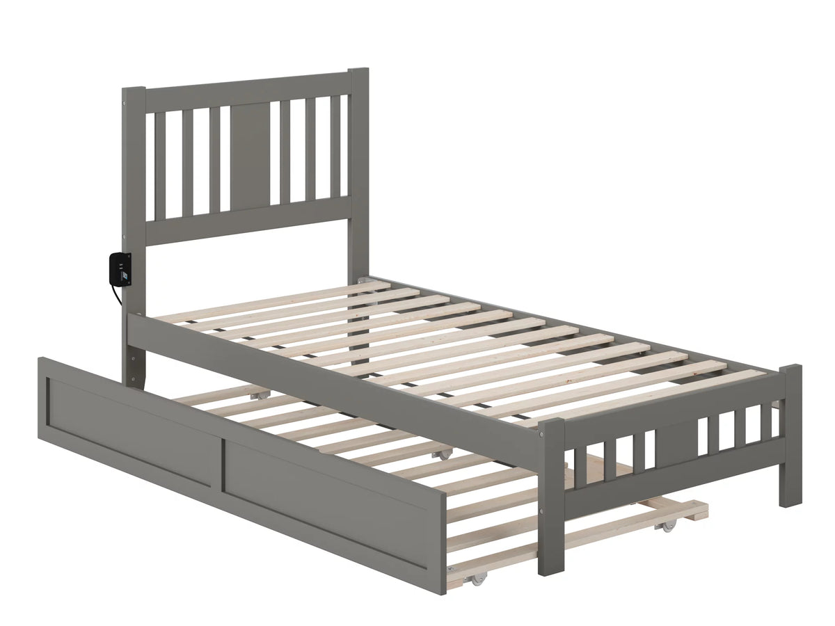 Twin Wood Platform Bed with Trundle Q3781