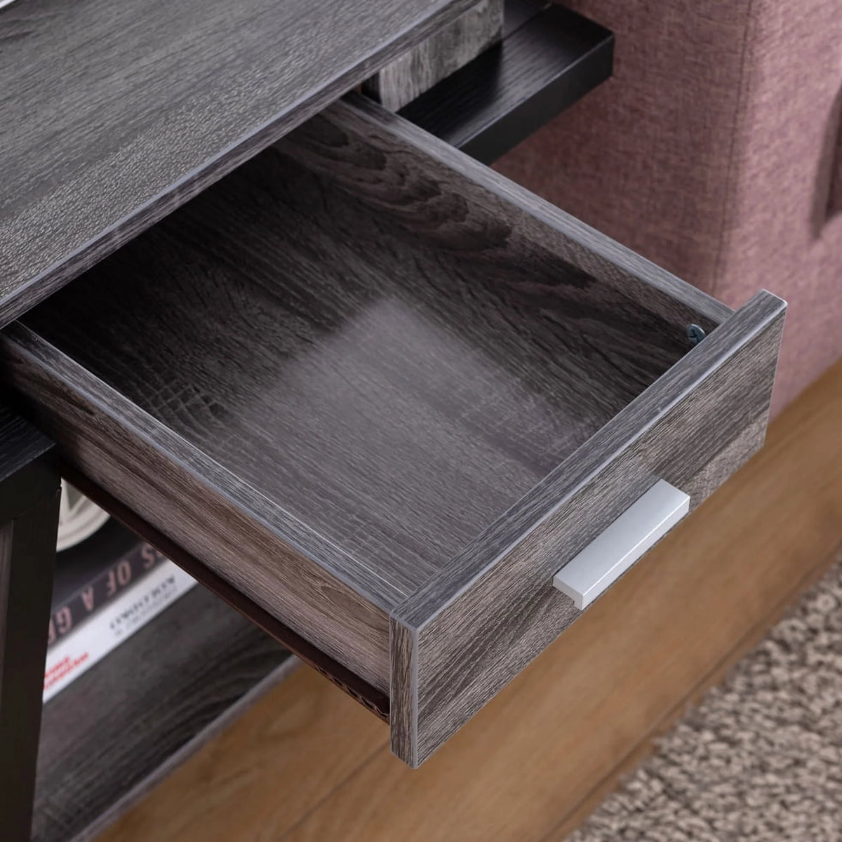 Black Wood End Table with Drawer and Shelf P70702