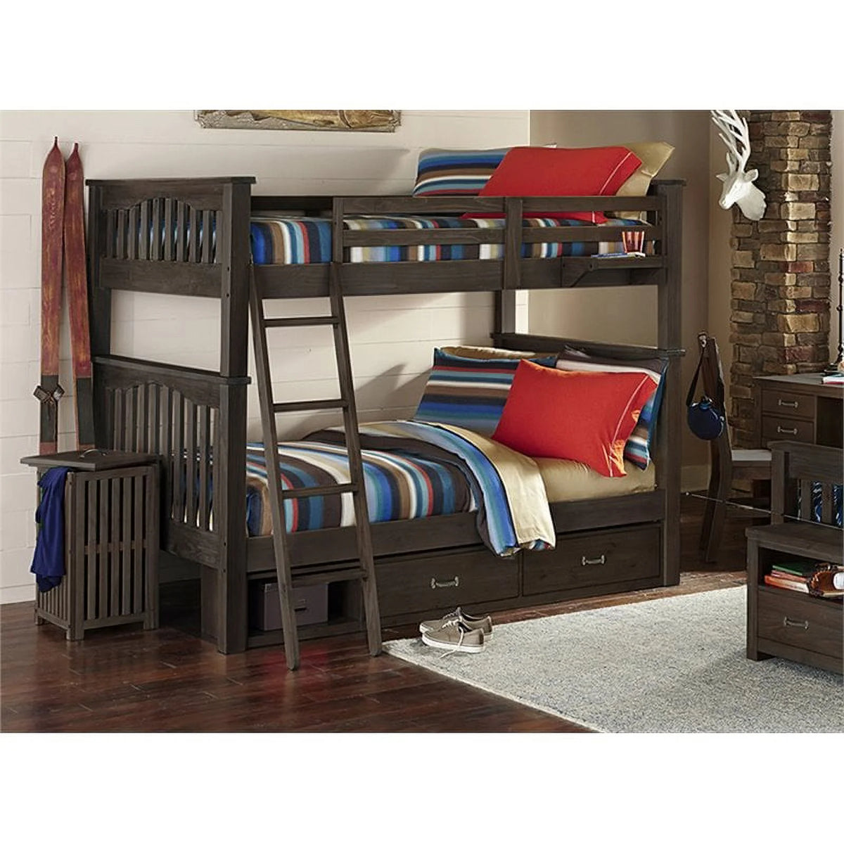 Solid Pine Wood Over Full Bunk Bed in Espresso W37383