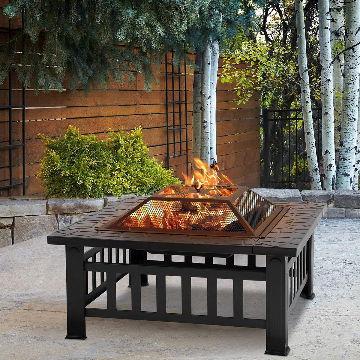 32in Square Metal Fire Pit O2279