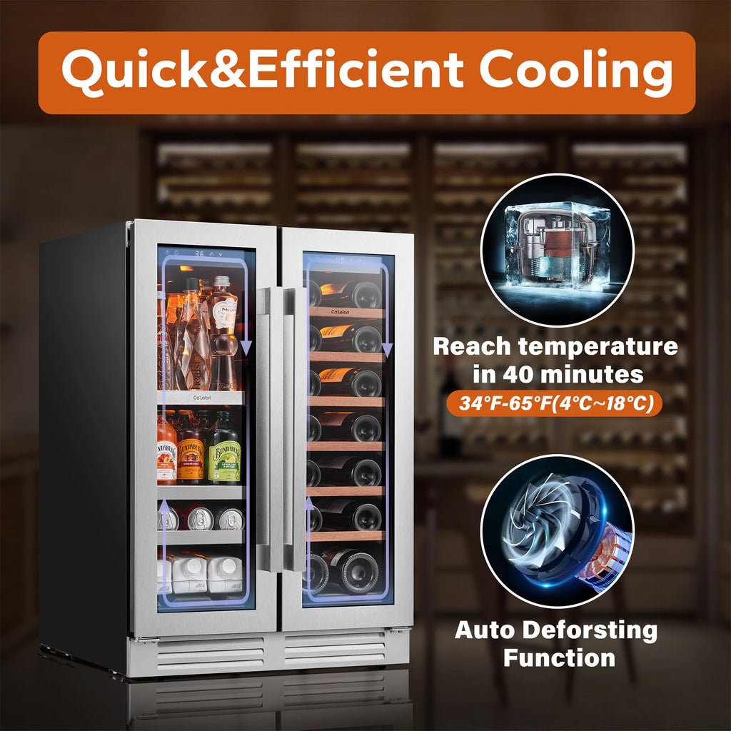 24 inch Dual Zone Wine Cooler Beverage Refrigerator N818