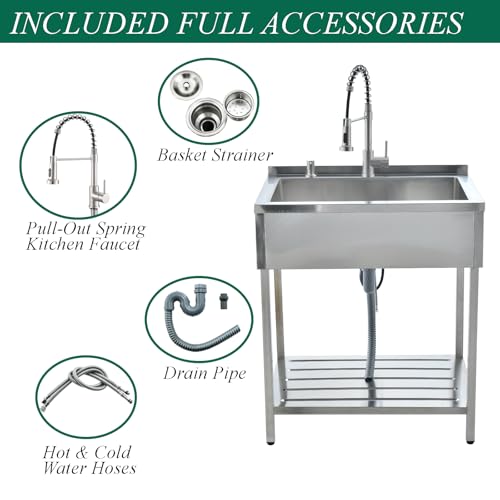 Stainless Steel Freestanding Utility Sink with Faucet N679328