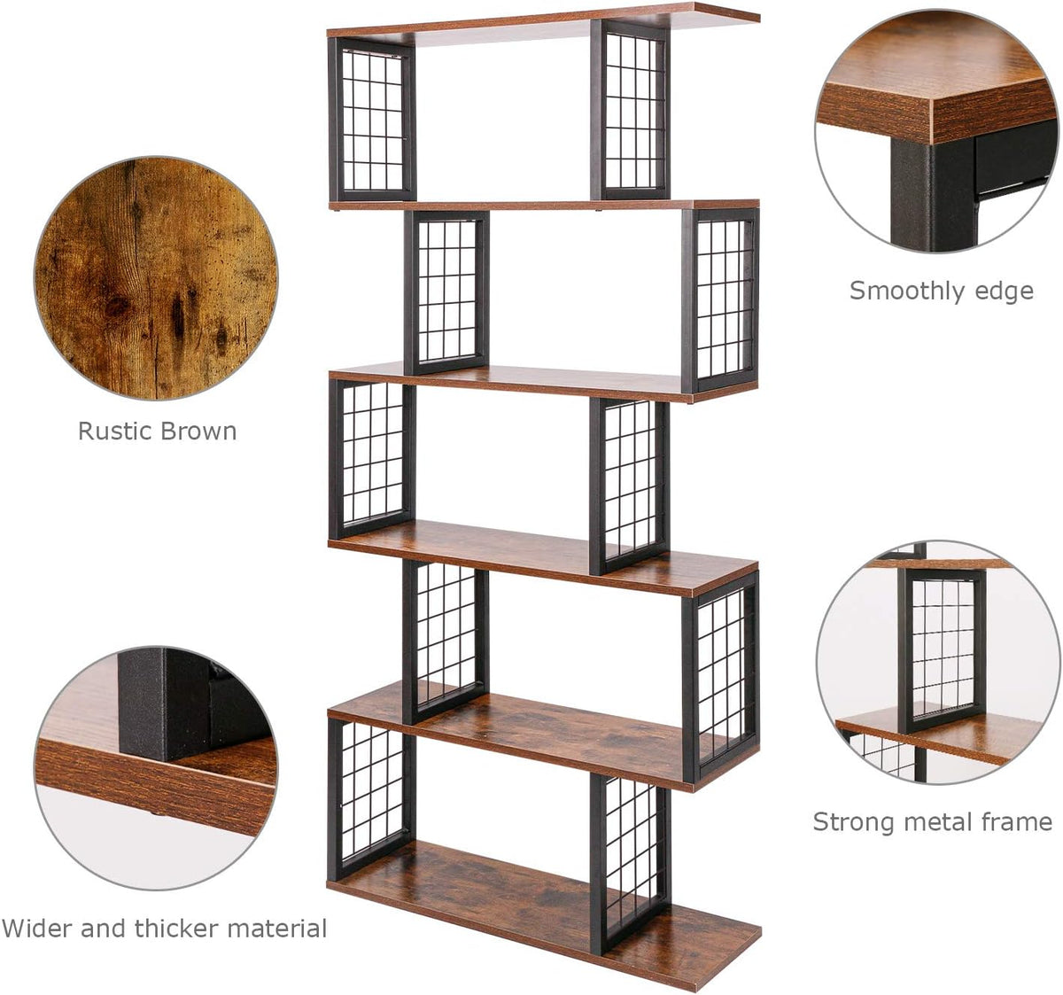 5-Tier S-Shaped Bookshelf V184296