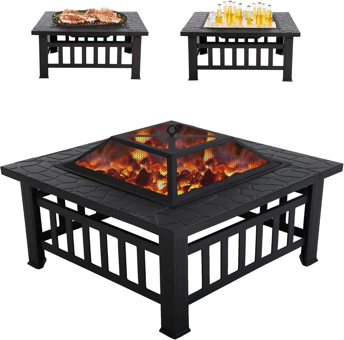 32in Square Metal Fire Pit O2279