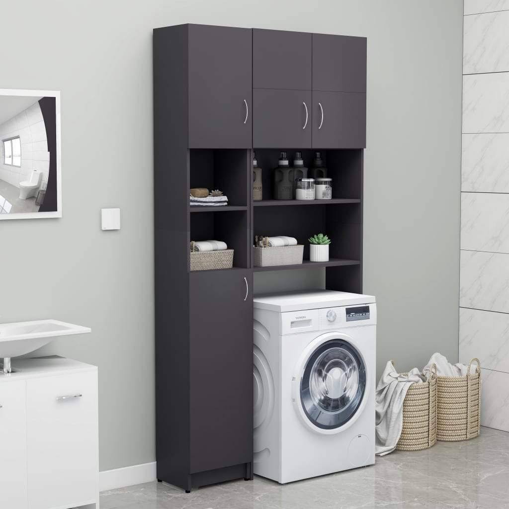 Bathroom Cabinet High Gloss Gray Chipboard U460