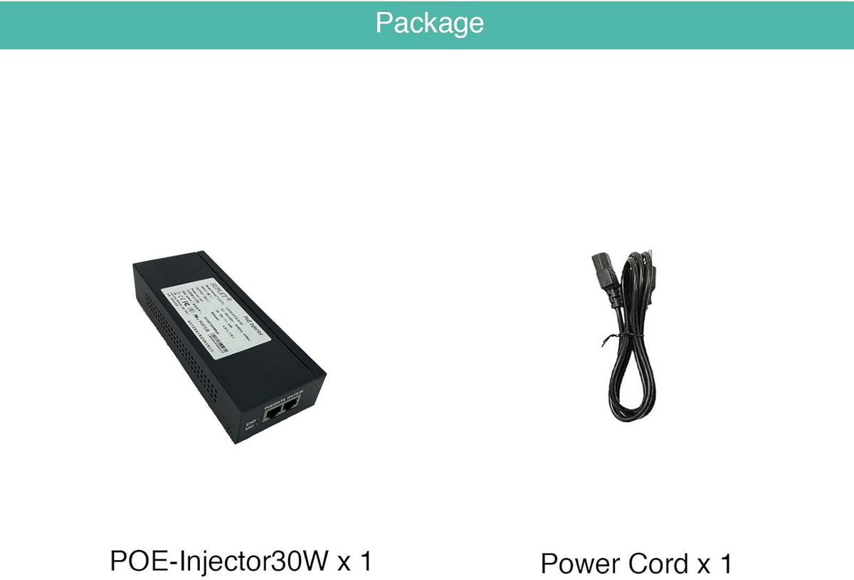 30W Gigabit Single Port Power Over Ethernet PoE Injector V6000