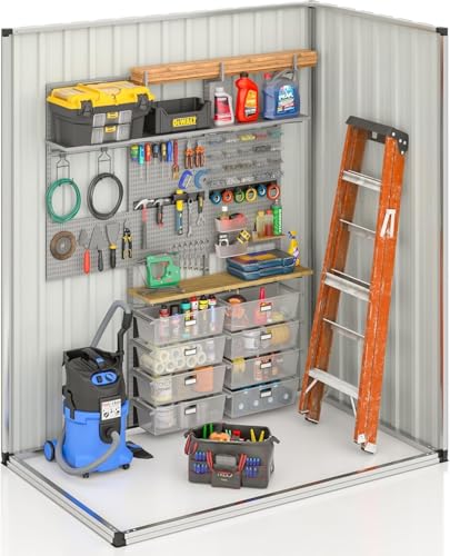 8x8 FT Metal Outdoor Storage Shed with Lockable Doors U5832