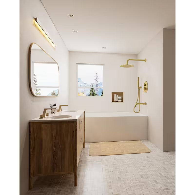 10 in. Wall Mount Shower Head and Tub Faucet 2.5 GPM Brushed Gold T866
