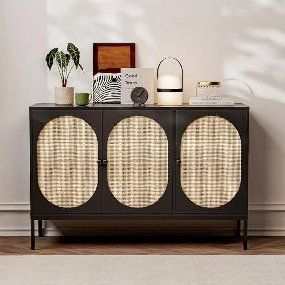 Accent Cabinet with Natural Rattan Doors Sideboard Buffet S6971