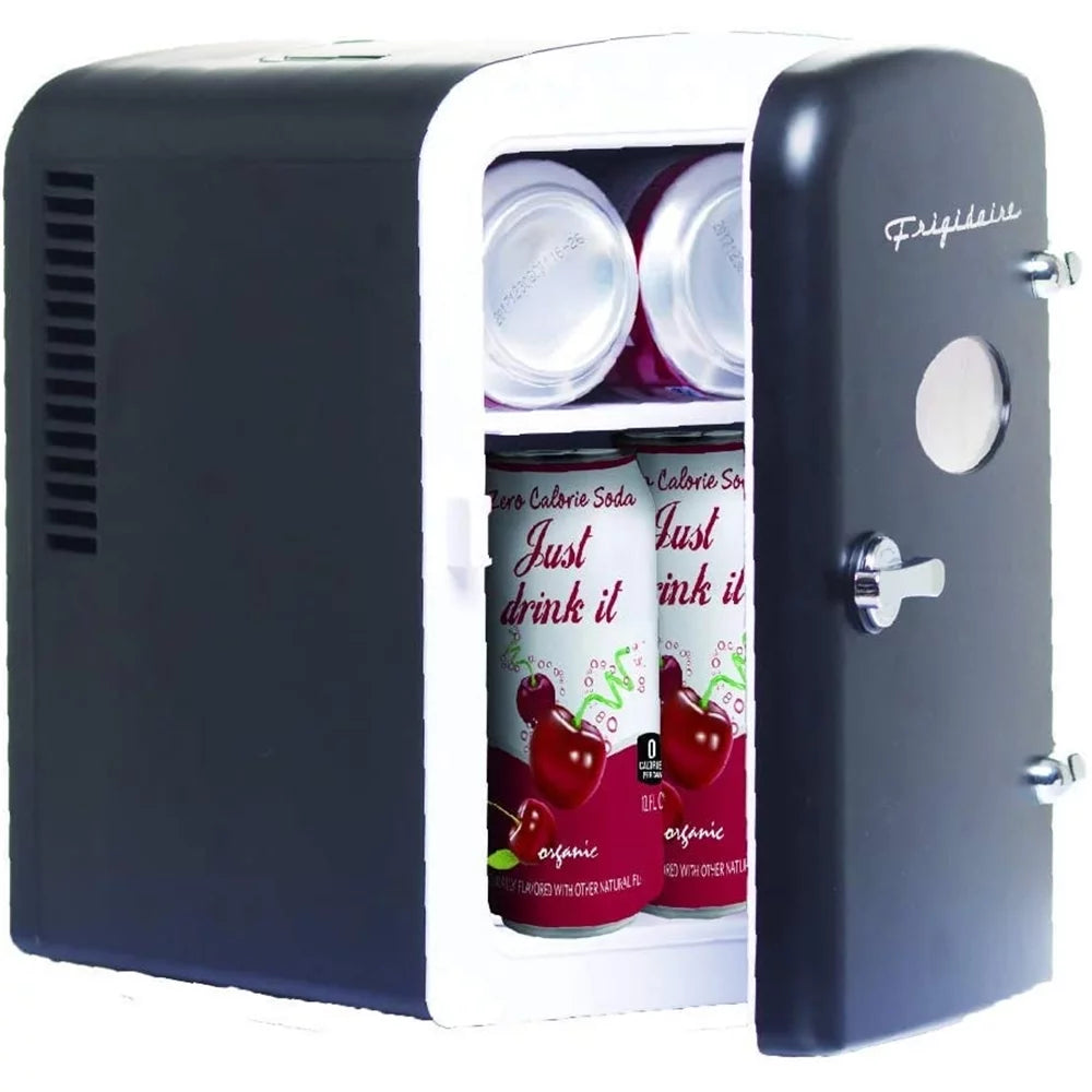 Portable Retro 6-can 4 Liters Mini Fridge Black V7817