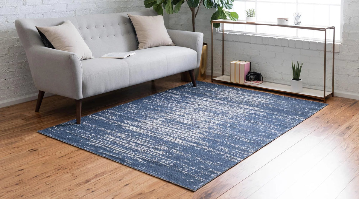 Navy Blue 5' x 8' Flatweave Rug J4264