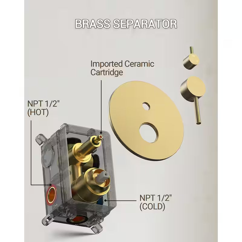 10 in. Wall Mount Shower Head and Tub Faucet 2.5 GPM Brushed Gold T866