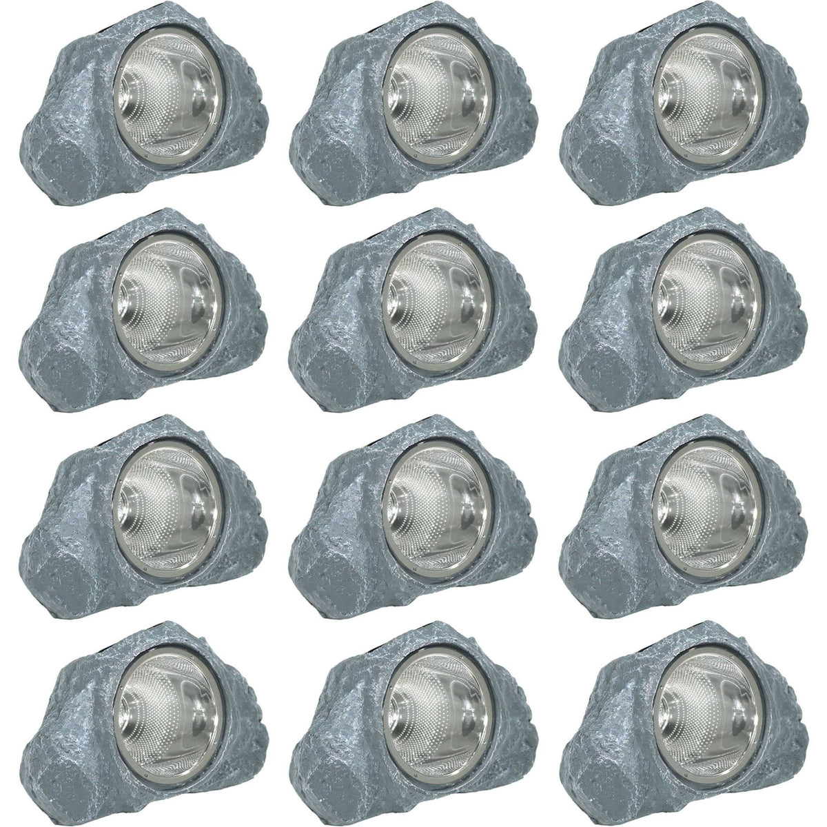 Solar-Powered LED Light Outdoor Rock Garden Accent - 3 Sets of 4 S2346