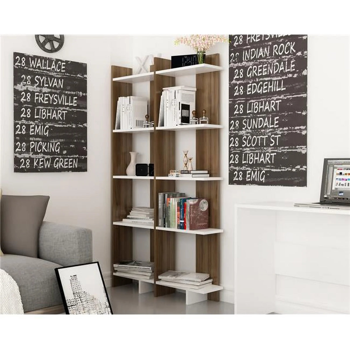Walnut Corner Bookcase R71779