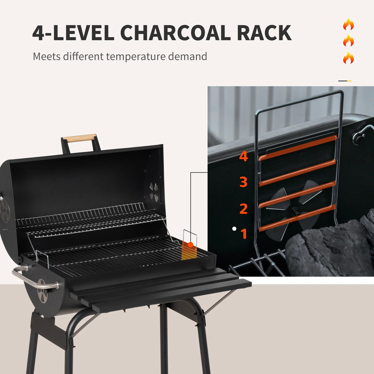 48 Steel Portable Charcoal BBQ Grill and Offset Smoker Combo A316172