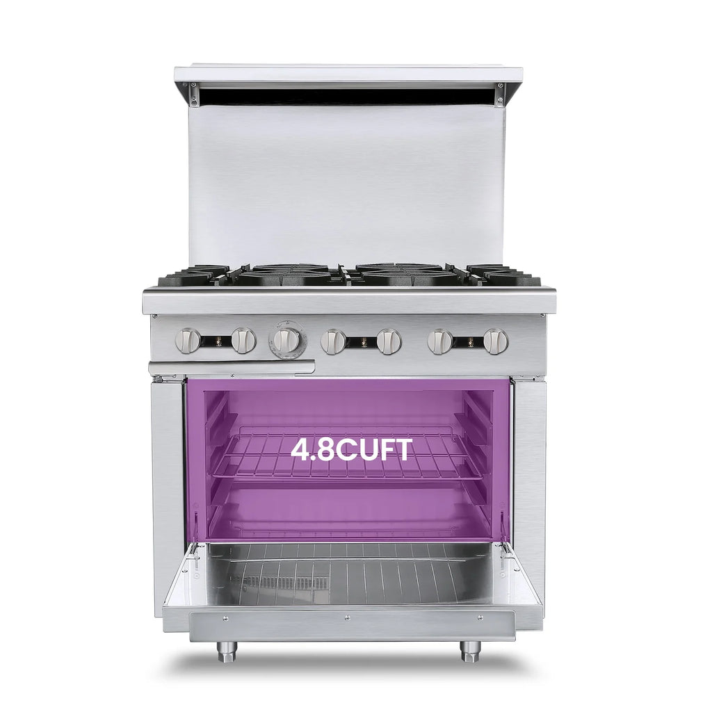 36 Commercial Gas Range Stove with 6 Burner 4.8 Cu.Ft Oven P7042