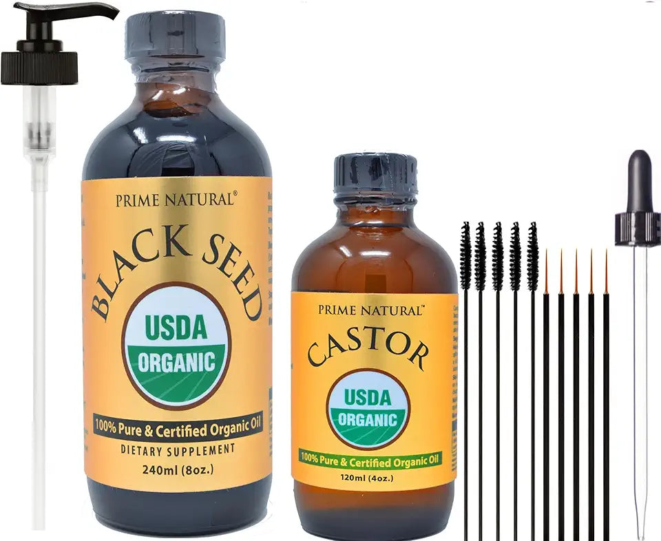 Organic Black Seed Oil & Organic Castor Oil 2 Oil Bundle F77583
