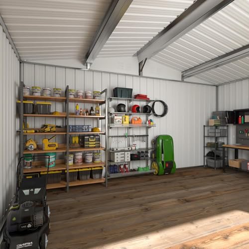 8x8 FT Metal Outdoor Storage Shed with Lockable Doors U5832