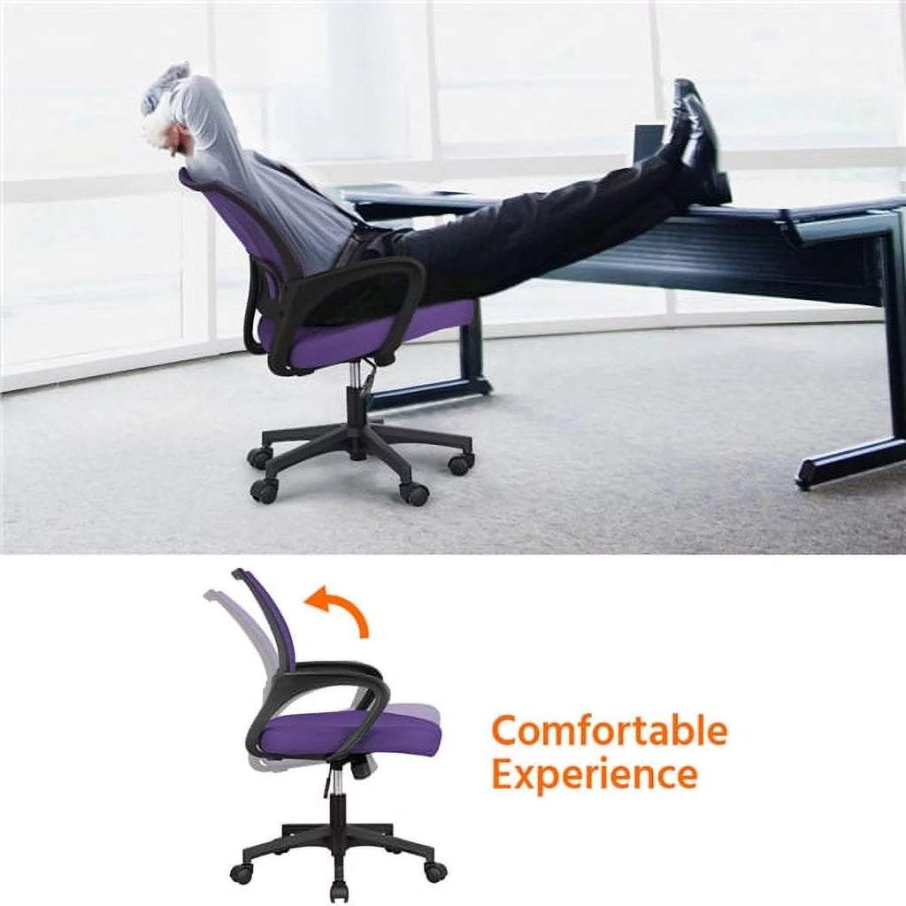 Purple Mesh Swivel Office Chair with Armrests Y82043