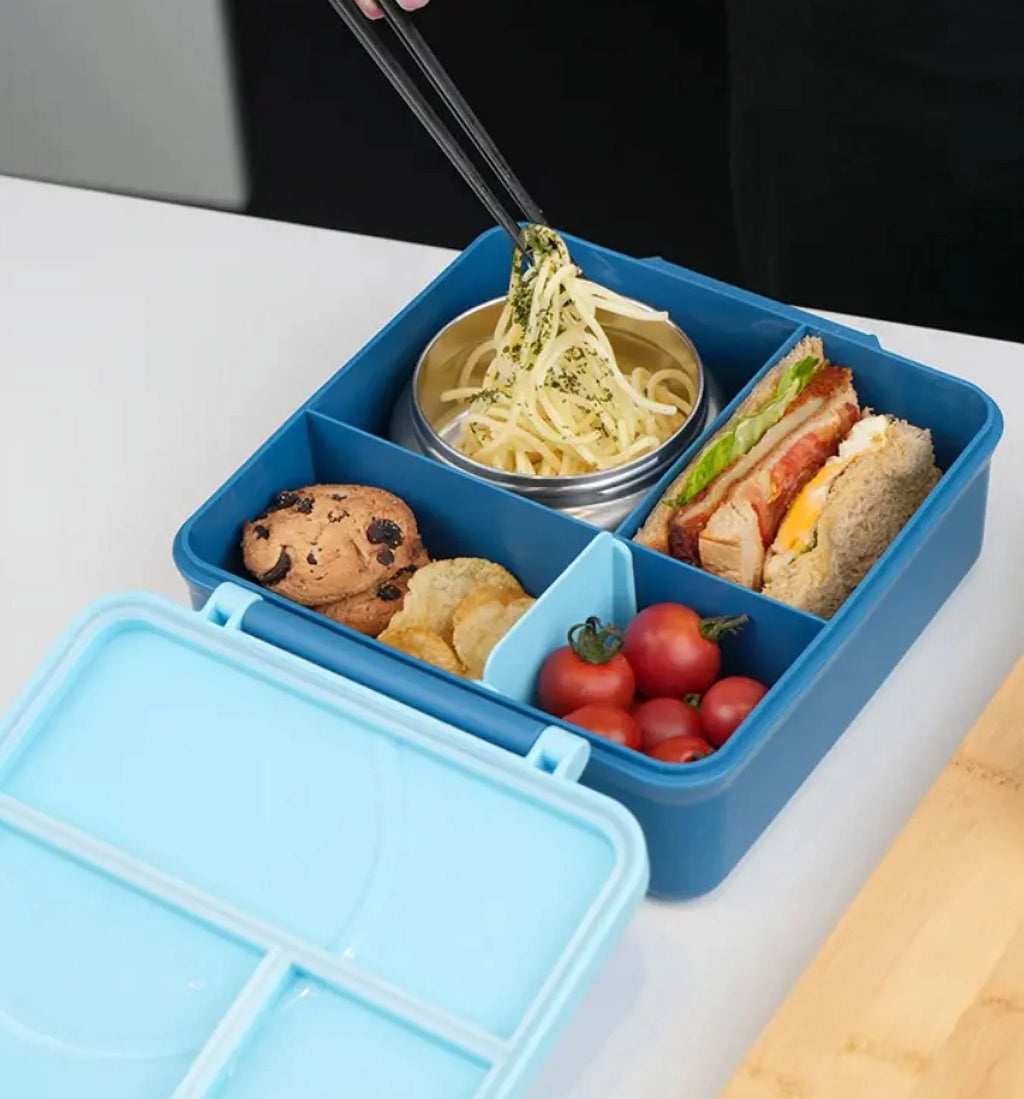 Blue Leak Proof Bento Box with Thermos Food Jar B86016