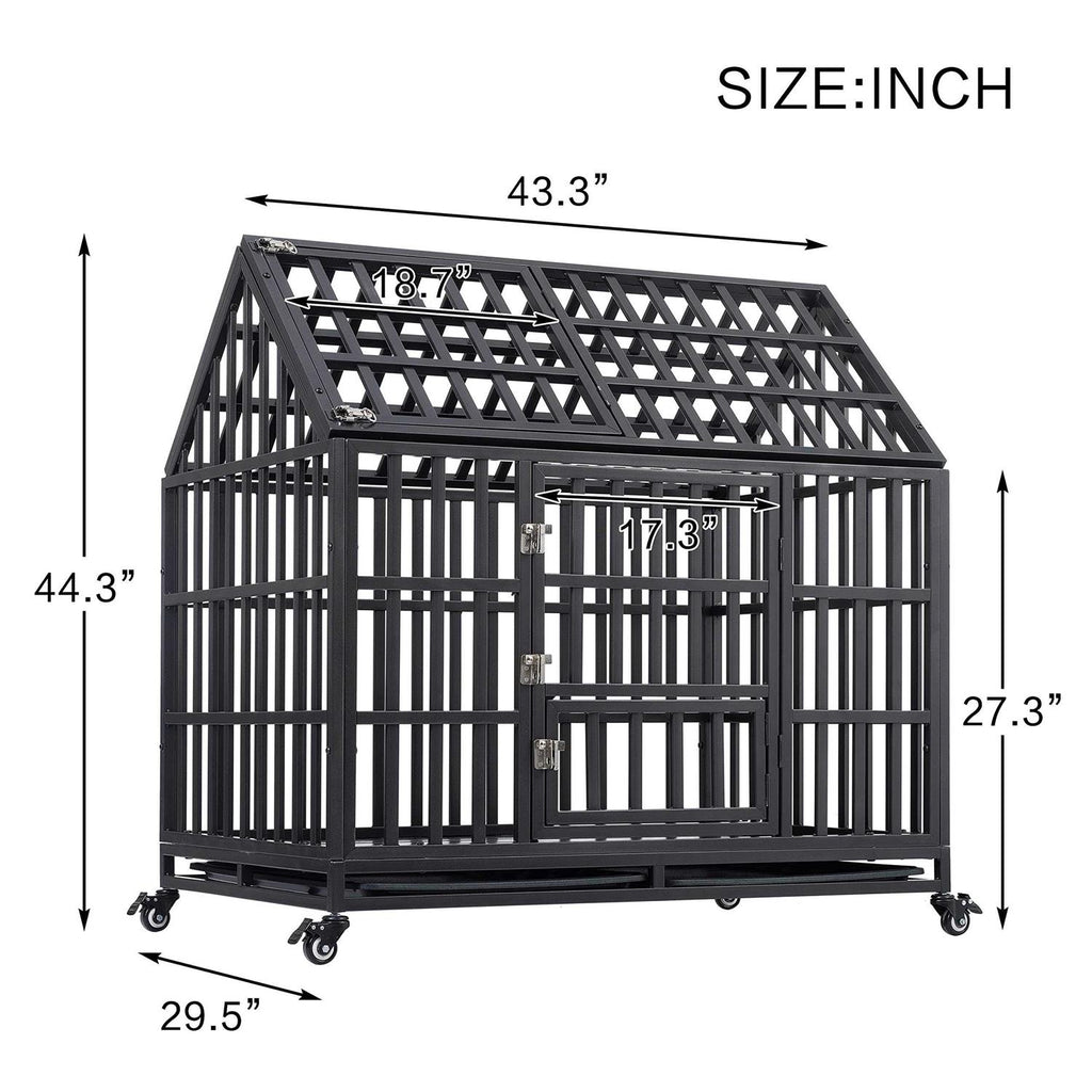 Heavy Duty Metal Dog Crate with 4 Lockable Wheels Z170073