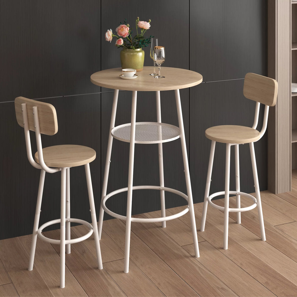 3-Piece Round Bar Table and Stools Set V3407