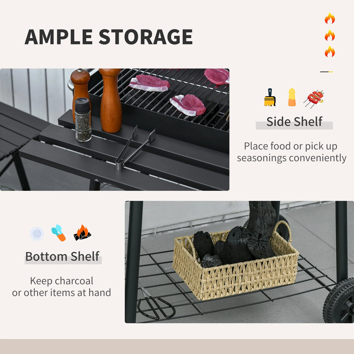 48 Steel Portable Charcoal BBQ Grill and Offset Smoker Combo A316172