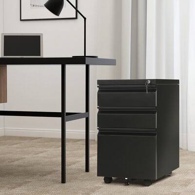 3 Drawer Vertical Filing Cabinet Black F39416