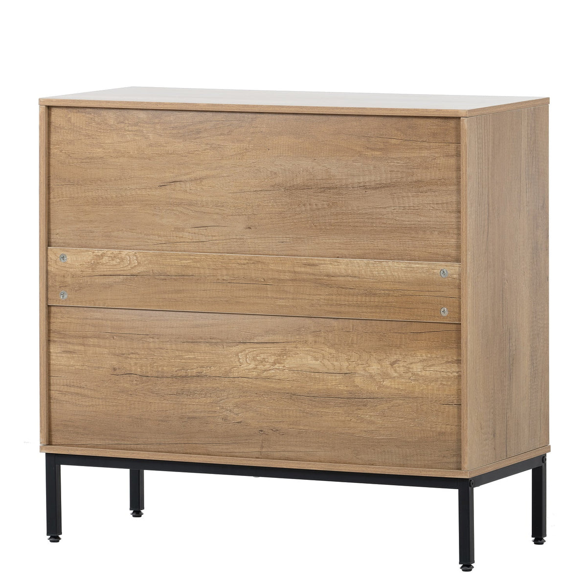 Set of 2 Natural Wood Storage Cabinet with 2 Rattan Doors Y2900