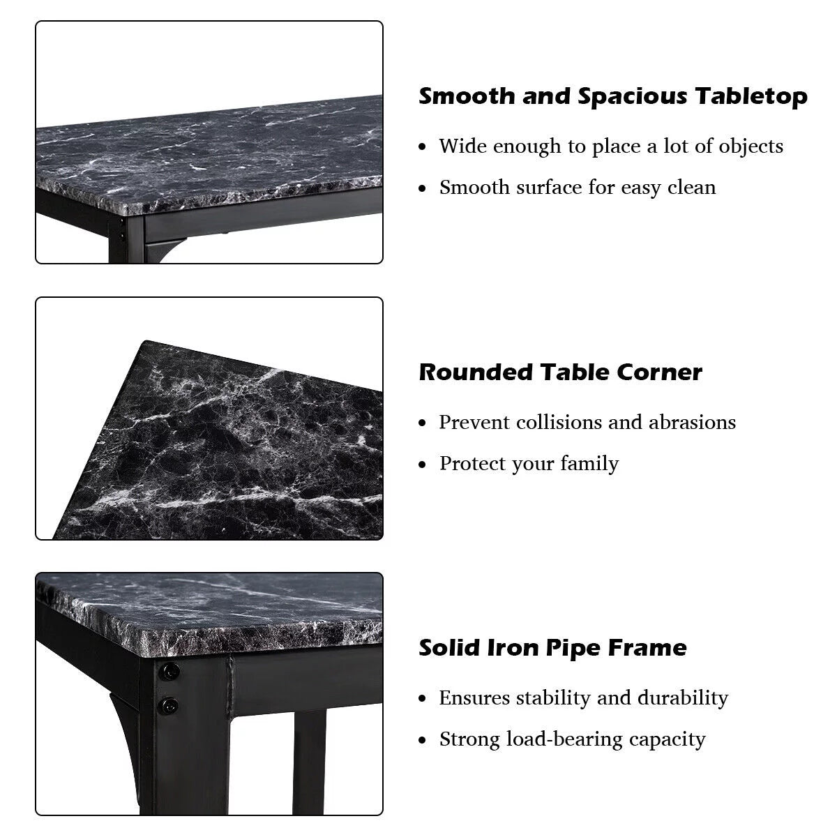 Counter Height Dining Set Faux Marble Table Q364086