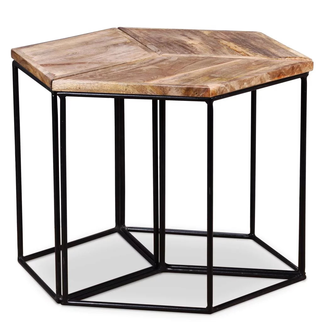 Mango Wood Coffee Table with Iron Frame B65606